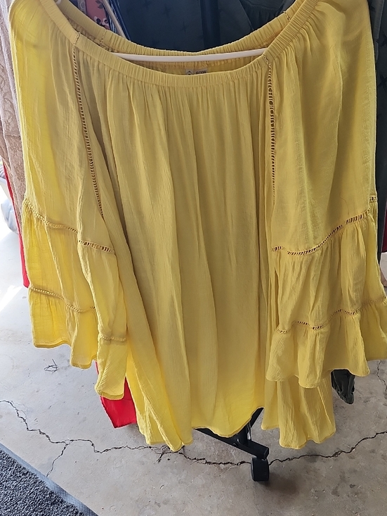 C Est. 1946 Tops - Yellow Off-Shoulder Ruffle Sleeve Blouse - Lightweight Summer Top